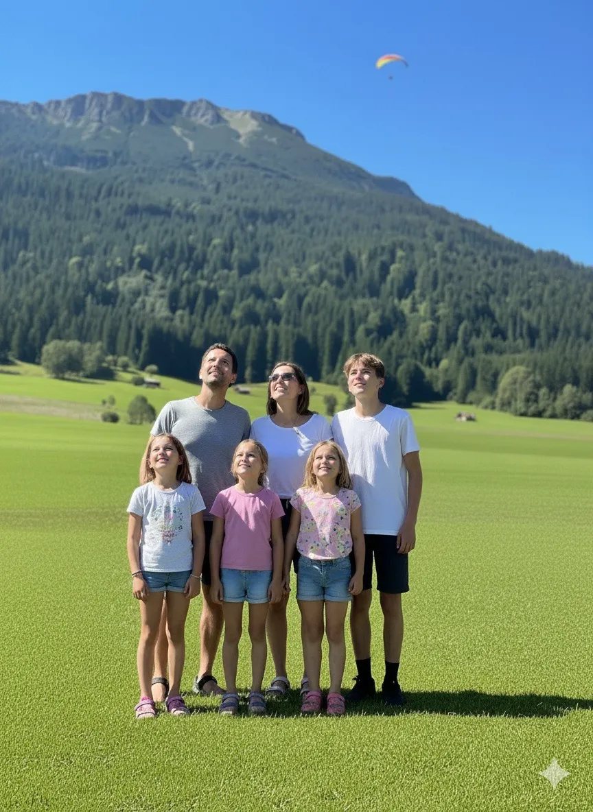 Familie wartet am Landeplatz - Angehörige schauen gespannt zum Himmel
