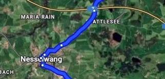 Anfahrtskarte über die A7 nach Pfronten