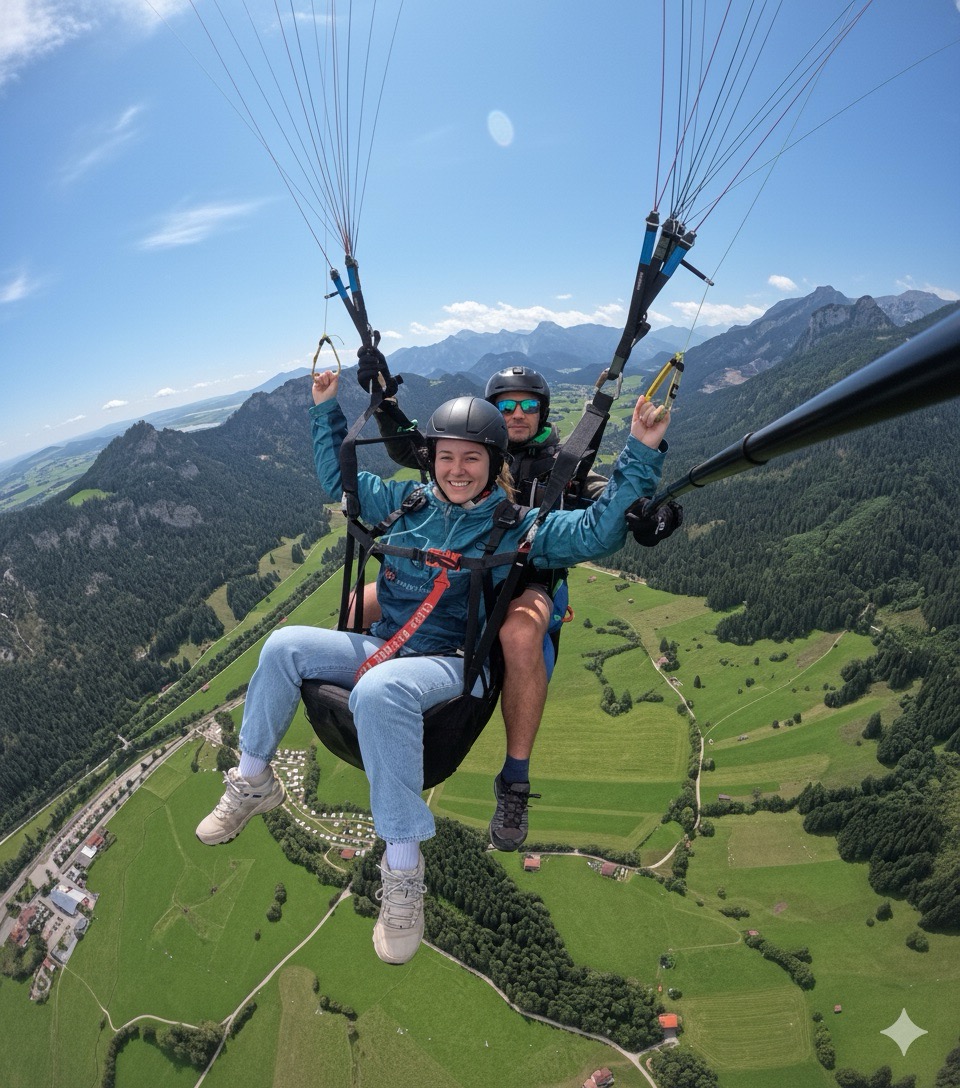 Panoramic view over Pfronten valley - 360° view with Alpine peaks in the background