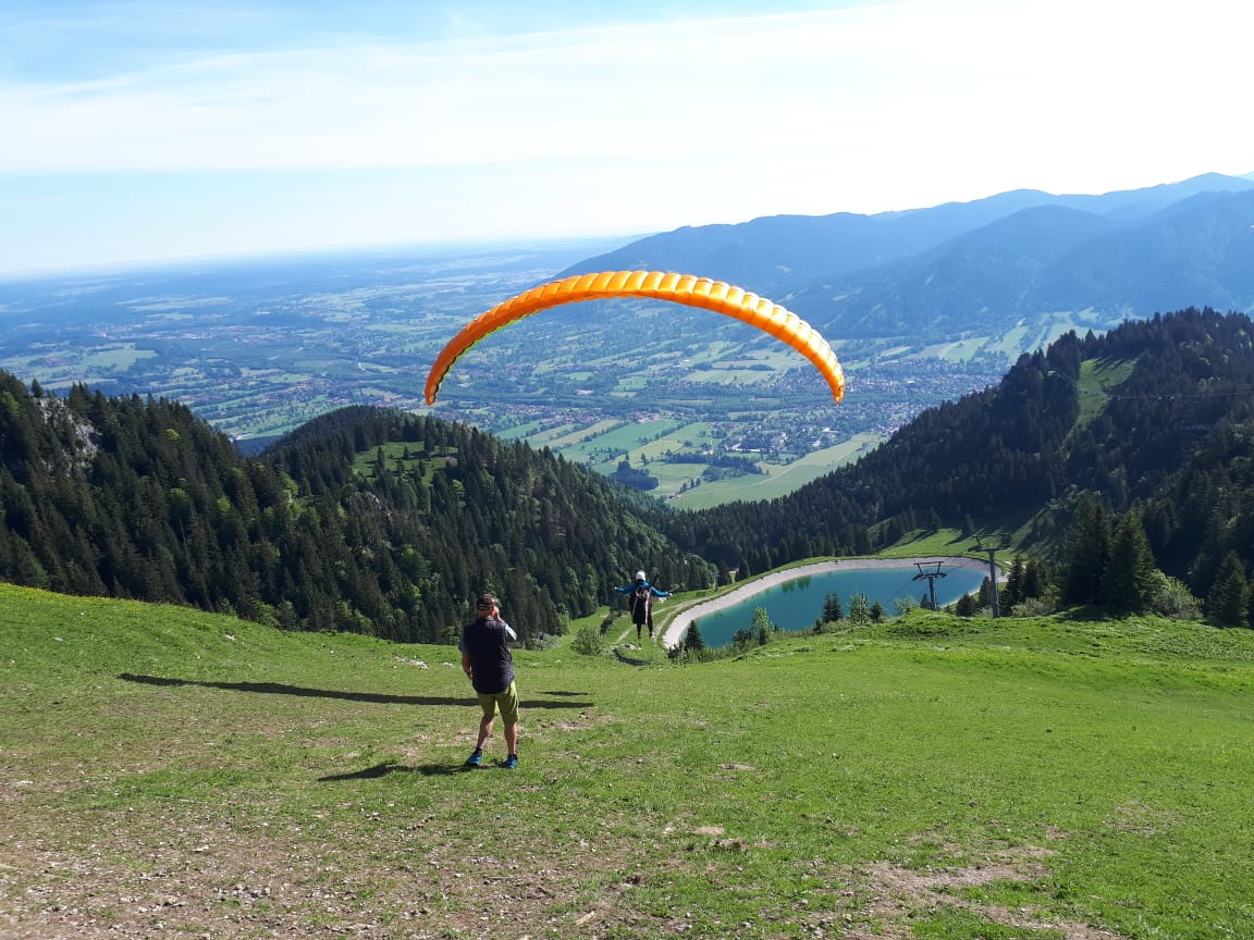 Paragliding at Brauneck, Lenggries with views of Isar Valley
