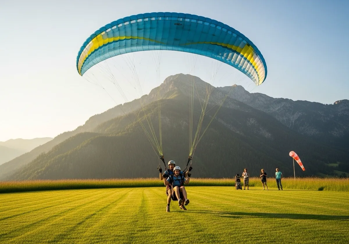 Landemoment in Zeitlupe - Pilot und Gast setzen sanft auf