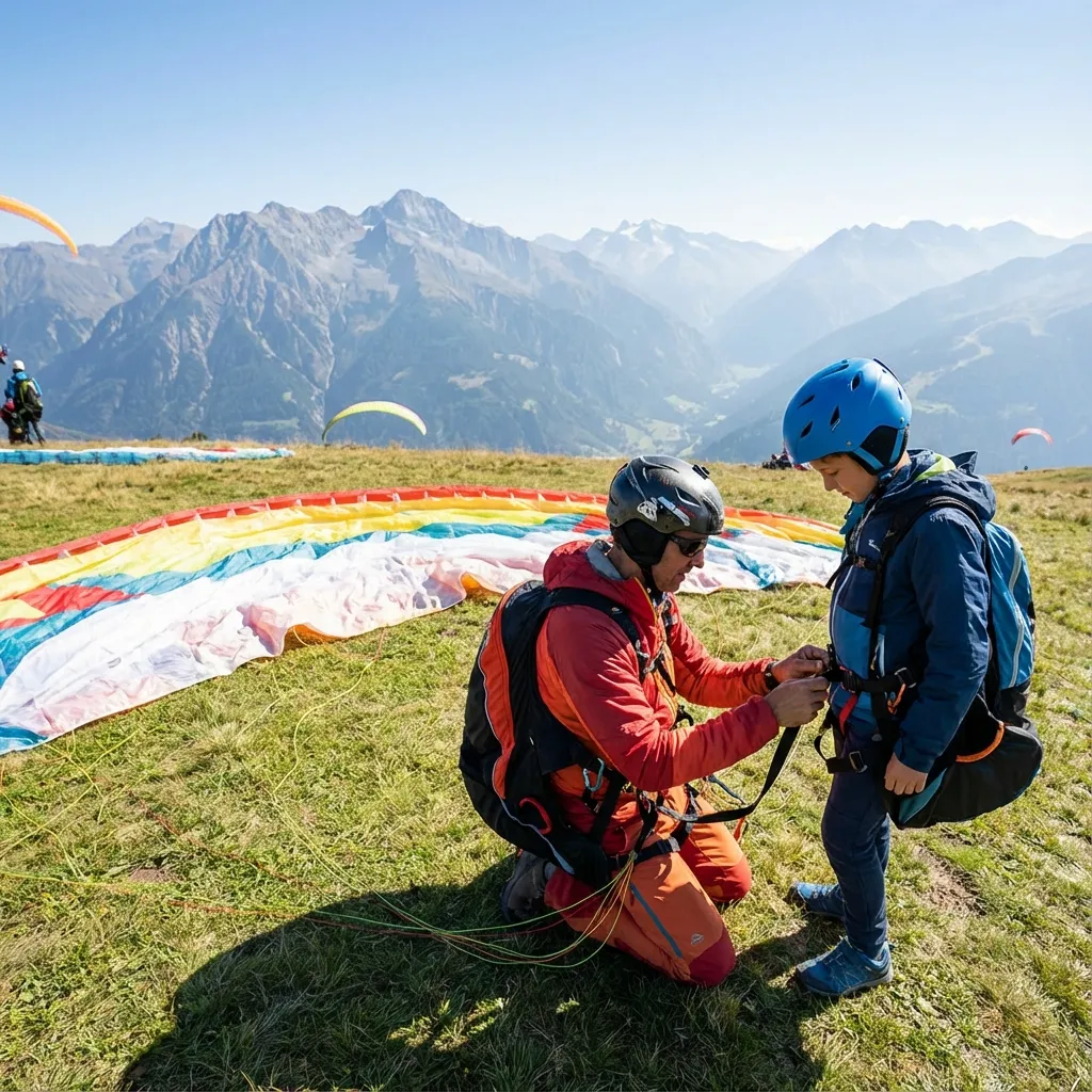 Preparation for tandem flight in Pfronten